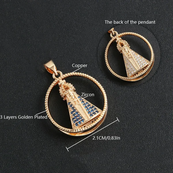 Wholesale Vintage Religious Virgin Mary Pendant Necklace 18K Gold Plated DIY Jewelry Accessories