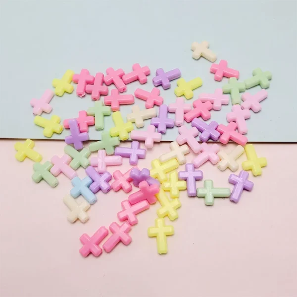 Wholesale Acrylic Cross Beads Charms DIY Bracelet Jewelry Making Accessories Mixed Color