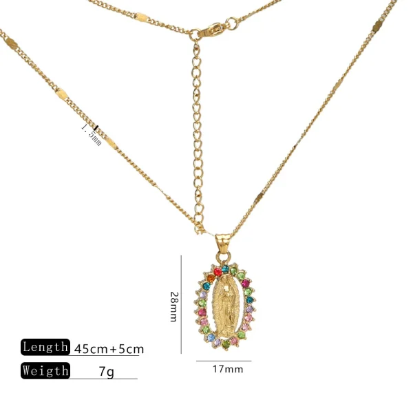 Wholesale Stainless Steel Rhinestone Pendant Necklace Fashion Jewelry Colorful Crystal Charm Necklace Unisex