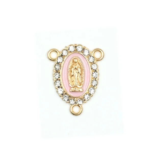 Hot-Selling Three-Way Religious Bracelet Necklace Center Piece Virgin Mary Colorful Inlaid Oval Holiday Gift Alloy Jewel
