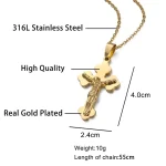 Cross Jesus Crucifixion 18K Gold Plated Waterproof Non Tarnish Stainless Steel Pendant Fashion Jewelry Necklaces Male Man Mens - Image 5