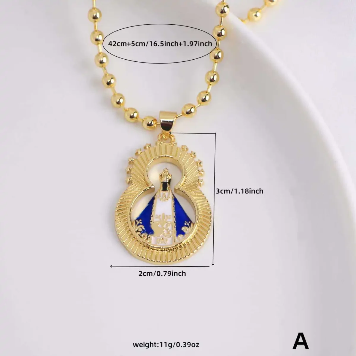 Wholesale 18K Gold Plated Zinc Alloy Rhinestone Crown Pendant Necklace Religious Pearl Jewelry Christmas Gift - Image 4