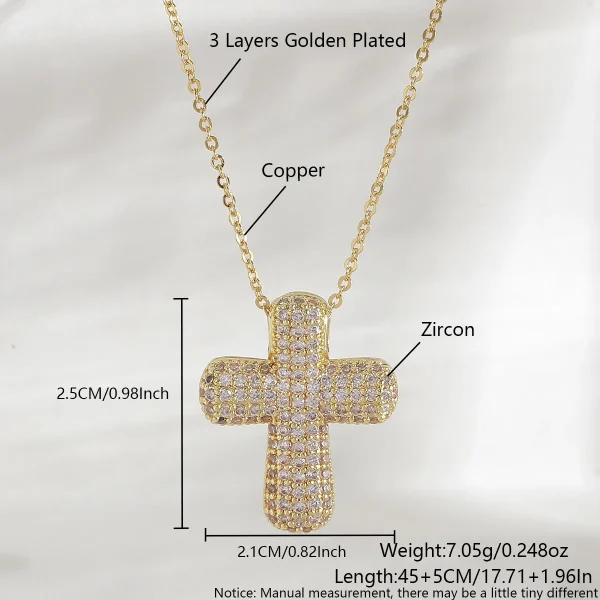 Wholesale Zinc Alloy Rhinestone Cross Pendant Necklace DIY Jewelry Accessories Eco Friendly