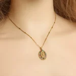 Wholesale Stainless Steel Rhinestone Pendant Necklace Fashion Jewelry Colorful Crystal Charm Necklace Unisex - Image 3