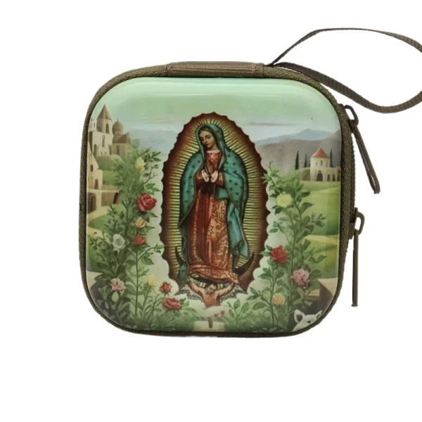 Catholic Rosary Box Pendant BoxCoin Purse Packaging Tin BoxStorage Case, Zipper Bag Luggage Charm