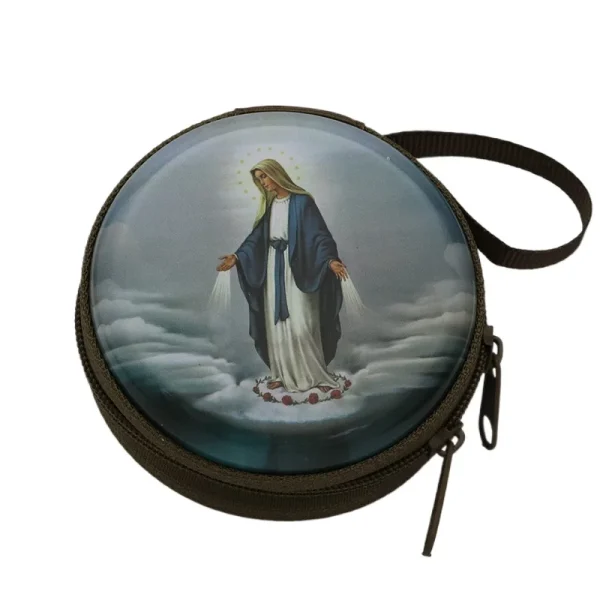Catholic Rosary Box Pendant BoxCoin Purse Packaging Tin BoxStorage Case, Zipper Bag Luggage Charm