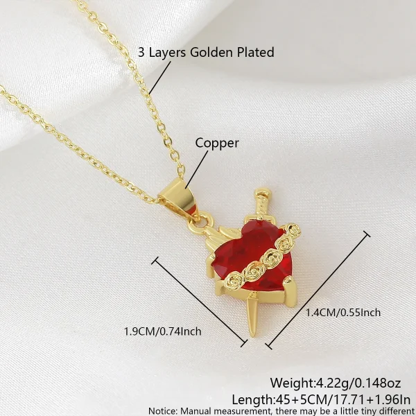 Wholesale Zinc Alloy Rhinestone Love Heart Pendant Necklace Gold Plated Fashion Jewelry