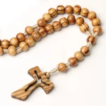 Catholicism 10mm Pine Wood Imitation Olive Cross Rosary Hollow Pendant Ornament Knotted Beads Metal Crafts Jewelry Wholesale - Image 3