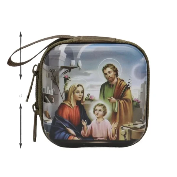 Catholic Rosary Box Pendant BoxCoin Purse Packaging Tin BoxStorage Case, Zipper Bag Luggage Charm