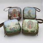 Catholic Rosary Box Pendant BoxCoin Purse Packaging Tin BoxStorage Case, Zipper Bag Luggage Charm - Image 2