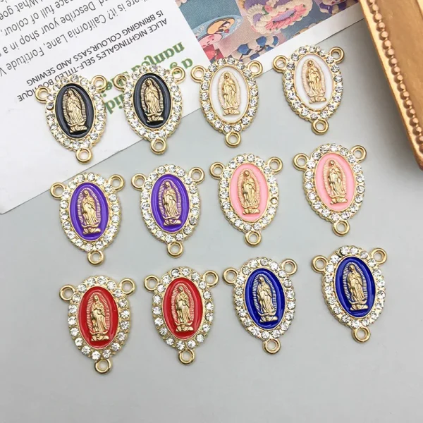 Wholesale Zinc Alloy Rhinestone Pendant Charm 3 Hole DIY Jewelry Accessories Gold Color