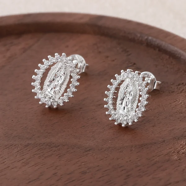 Wholesale Copper Gold Plated Oval Character Avatar Zircon Stud Earrings Retro Geometric Jewelry