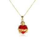 Wholesale Zinc Alloy Rhinestone Love Heart Pendant Necklace Gold Plated Fashion Jewelry