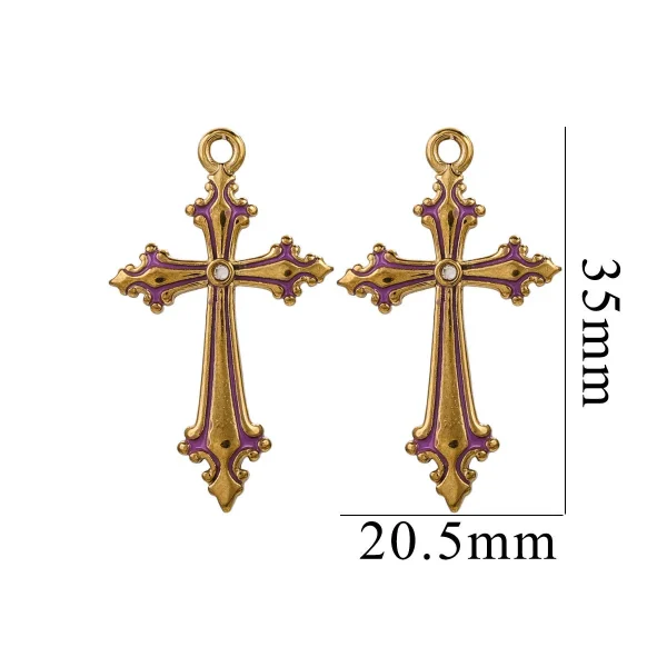 Wholesale Stainless Steel Rhinestone Cross Pendant Charm Necklace DIY Jewelry Accessories Unisex