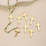 Wholesale Stainless Steel Gold Plated Cross Pendant Charm DIY Bracelet Necklace Jewelry Accessories - Image 2