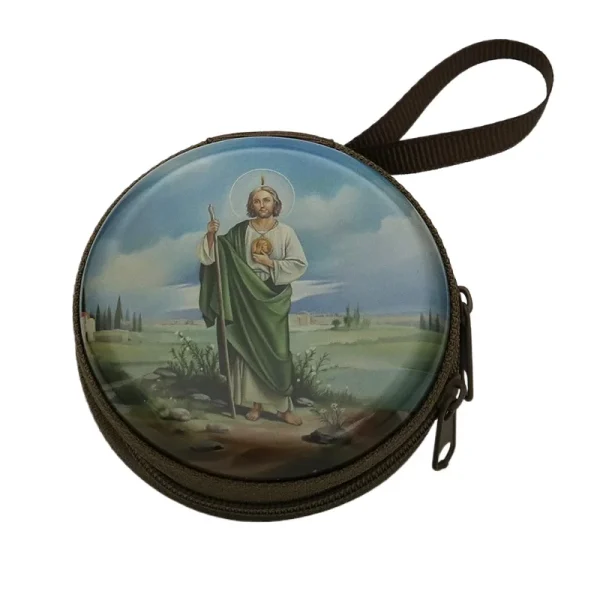 Catholic Rosary Box Pendant BoxCoin Purse Packaging Tin BoxStorage Case, Zipper Bag Luggage Charm