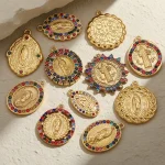 Wholesale Stainless Steel Gold Plated Colorful Rhinestone Oval Pendant Charm Set Vintage DIY Jewelry Accessories - Image 4