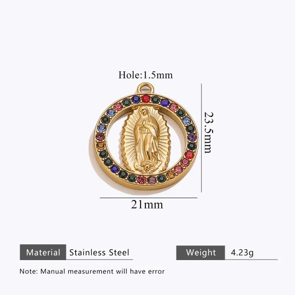 Wholesale Stainless Steel Gold Plated Colorful Rhinestone Oval Pendant Charm Set Vintage DIY Jewelry Accessories