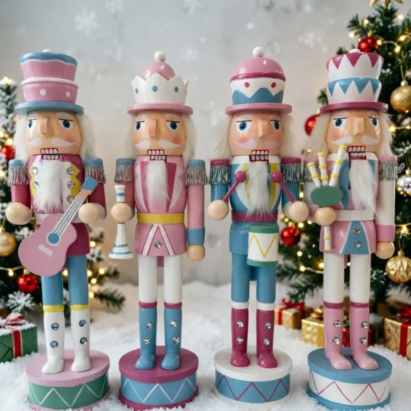 Wholesale Wooden Nutcracker Soldier Figurine Christmas Decoration Musical Instrument Gift
