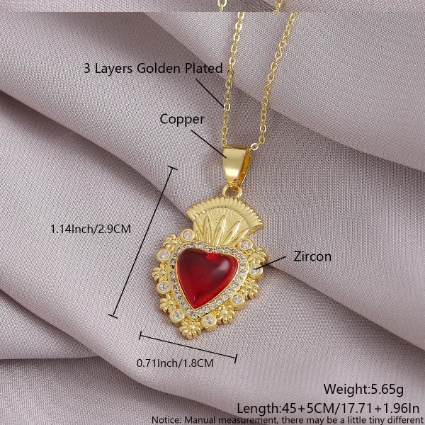 Wholesale Zinc Alloy Rhinestone Love Heart Pendant Necklace Gold Plated Fashion Jewelry