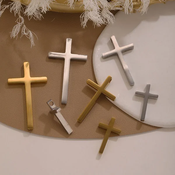 Wholesale Stainless Steel Cross Pendant Charm DIY Jewelry Accessories Gold Color Silver Color
