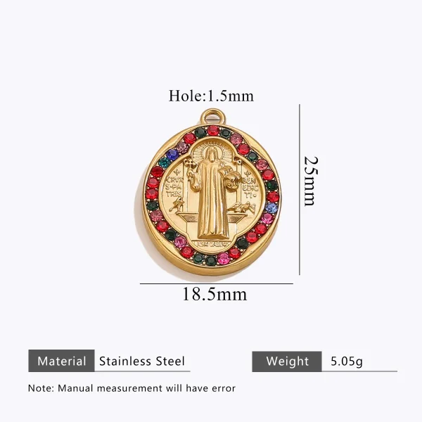 Wholesale Stainless Steel Gold Plated Colorful Rhinestone Oval Pendant Charm Set Vintage DIY Jewelry Accessories