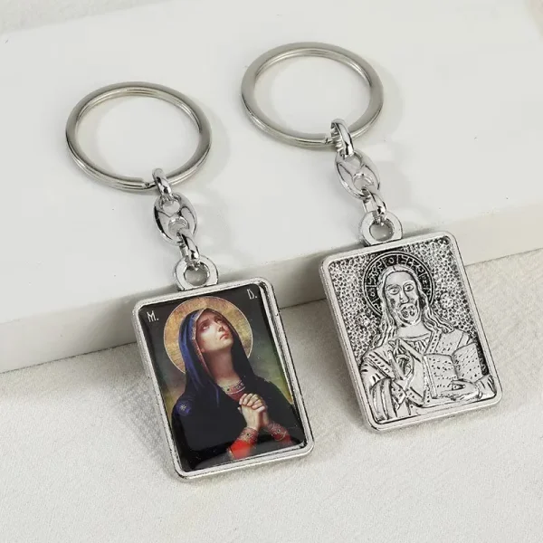 Retro Electroplating Keychain Accessories Metal Embossed Epoxy Creative Russia Design Religious Pendant Accessories Whol