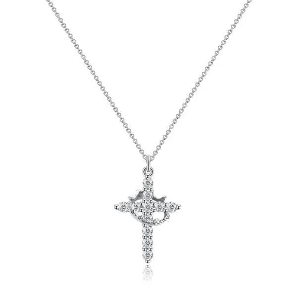 Wholesale Copper Alloy Rhinestone Cross Crown Pendant Necklace DIY Jewelry Accessories
