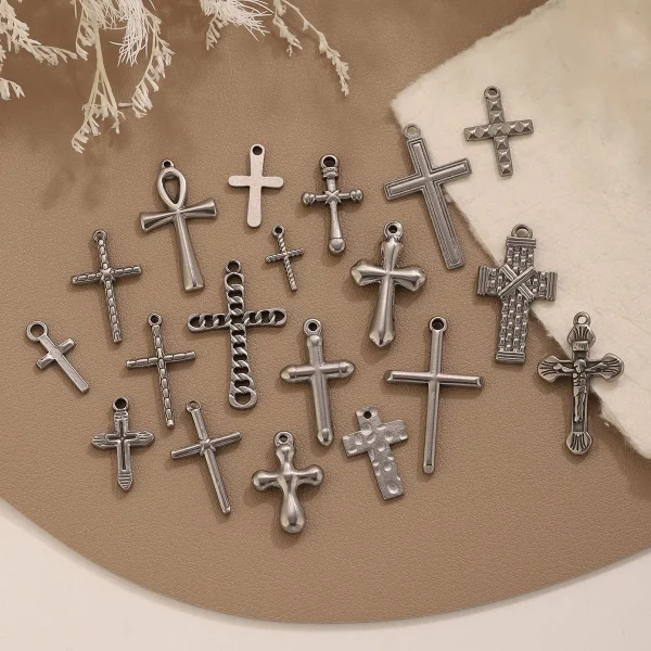 Wholesale Stainless Steel Cross Pendant Charm DIY Necklace Jewelry Accessories Punk Style Unisex
