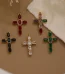 Wholesale Zinc Alloy Rhinestone Cross Pendant Charm Necklace DIY Jewelry Accessories Punk European American Style