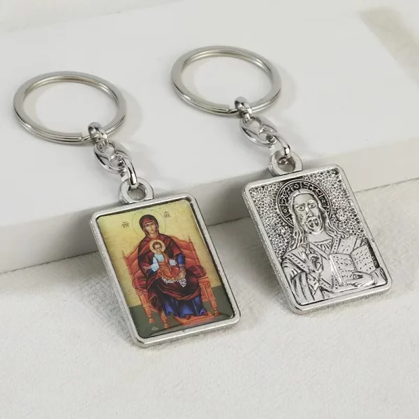 Retro Electroplating Keychain Accessories Metal Embossed Epoxy Creative Russia Design Religious Pendant Accessories Whol