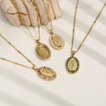 Wholesale Stainless Steel Rhinestone Pendant Necklace Fashion Jewelry Colorful Crystal Charm Necklace Unisex - Image 2
