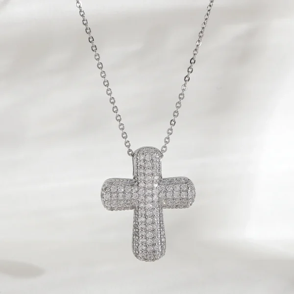 Wholesale Zinc Alloy Rhinestone Cross Pendant Necklace DIY Jewelry Accessories Eco Friendly