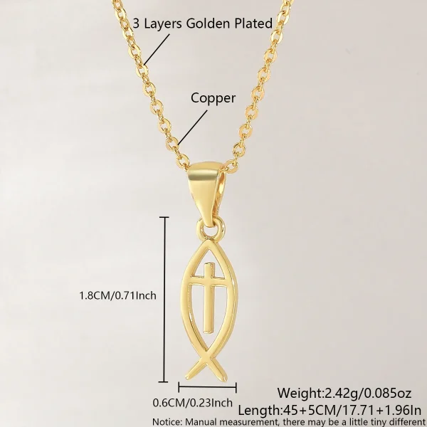 Wholesale Zinc Alloy Gold Plated Fish Pendant Necklace DIY Jewelry Accessories Unisex