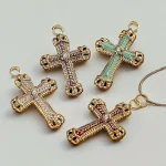 Wholesale Stainless Steel Rhinestone Cross Pendant Charm Necklace DIY Jewelry Accessories Unisex - Image 3