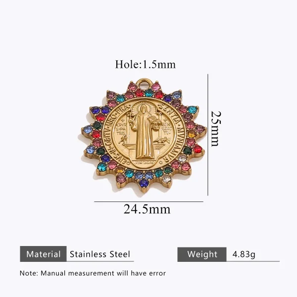 Wholesale Stainless Steel Gold Plated Colorful Rhinestone Oval Pendant Charm Set Vintage DIY Jewelry Accessories