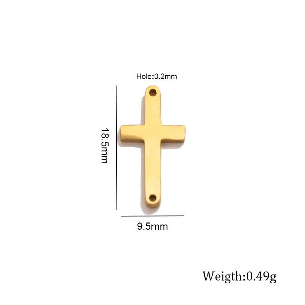 Wholesale Stainless Steel Gold Plated Cross Pendant Charm DIY Bracelet Necklace Jewelry Accessories