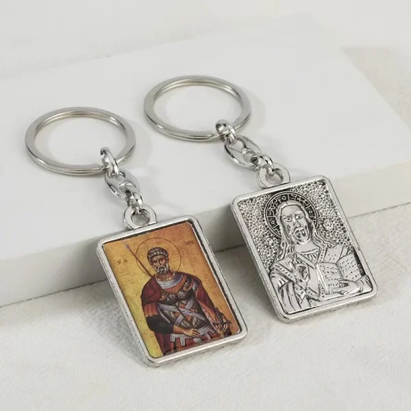 Retro Electroplating Keychain Accessories Metal Embossed Epoxy Creative Russia Design Religious Pendant Accessories Whol