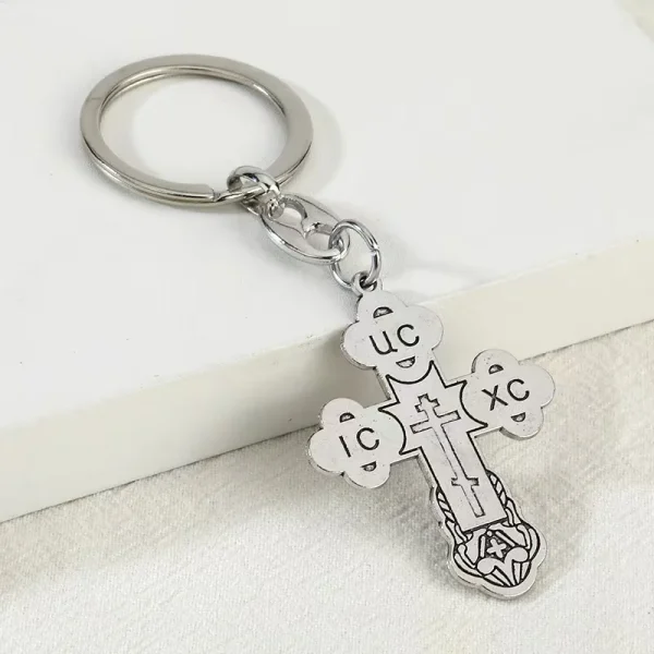 Retro Electroplating Keychain Accessories Metal Embossed Epoxy Creative Russia Design Religious Pendant Accessories Whol