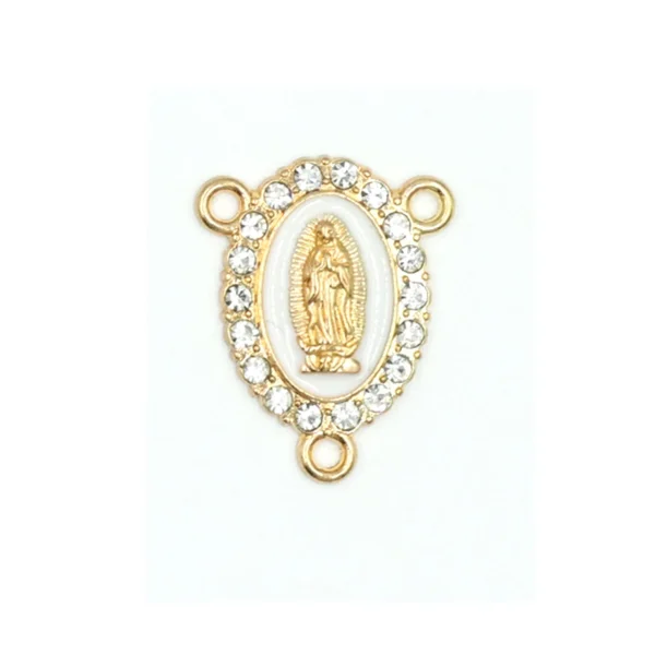 Hot-Selling Three-Way Religious Bracelet Necklace Center Piece Virgin Mary Colorful Inlaid Oval Holiday Gift Alloy Jewel