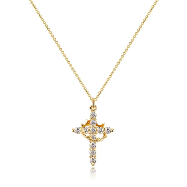 Wholesale Copper Alloy Rhinestone Cross Crown Pendant Necklace DIY Jewelry Accessories