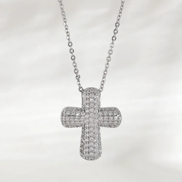 Wholesale Zinc Alloy Rhinestone Cross Pendant Necklace DIY Jewelry Accessories Eco Friendly