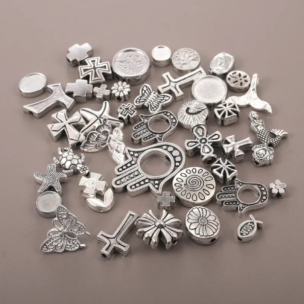 Wholesale Zinc Alloy Antique Silver Hollow Oval Spacer Beads Flat Beads DIY Bracelet Necklace Jewelry Making Accessories