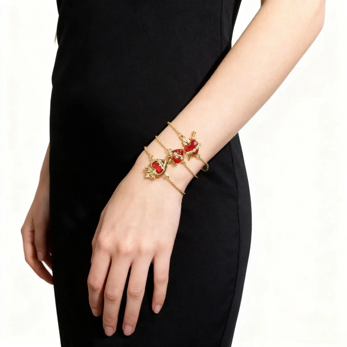 Wholesale Zinc Alloy Rhinestone Pendant Charm Bracelet Sweet Heart Cross Crown Jewelry Accessories - Image 4