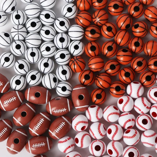 Wholesale Acrylic Sports Ball Beads DIY Jewelry Making Bracelet Necklace Craft Supplies
