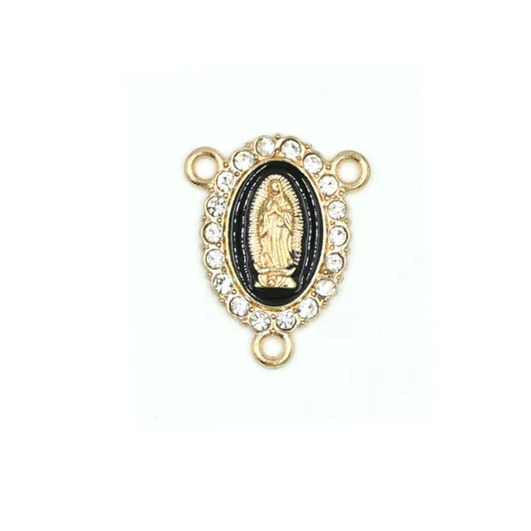 Hot-Selling Three-Way Religious Bracelet Necklace Center Piece Virgin Mary Colorful Inlaid Oval Holiday Gift Alloy Jewel