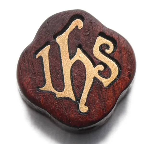 Wholesale Wood Carved Copper Inlay Pendant Charm Necklace DIY Rosary Accessories