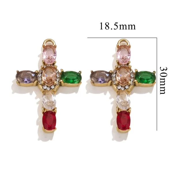 Wholesale Stainless Steel Rhinestone Cross Pendant Charm Necklace DIY Jewelry Accessories Unisex