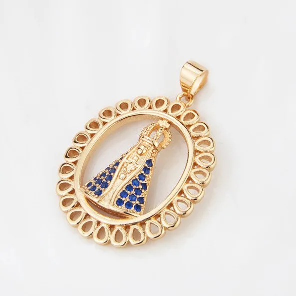 Wholesale Vintage Religious Virgin Mary Pendant Necklace 18K Gold Plated DIY Jewelry Accessories