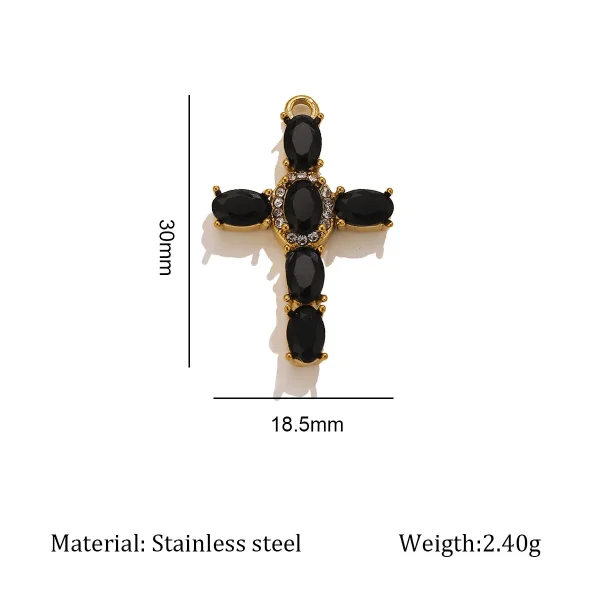 Wholesale Zinc Alloy Rhinestone Cross Pendant Charm Necklace DIY Jewelry Accessories Punk European American Style